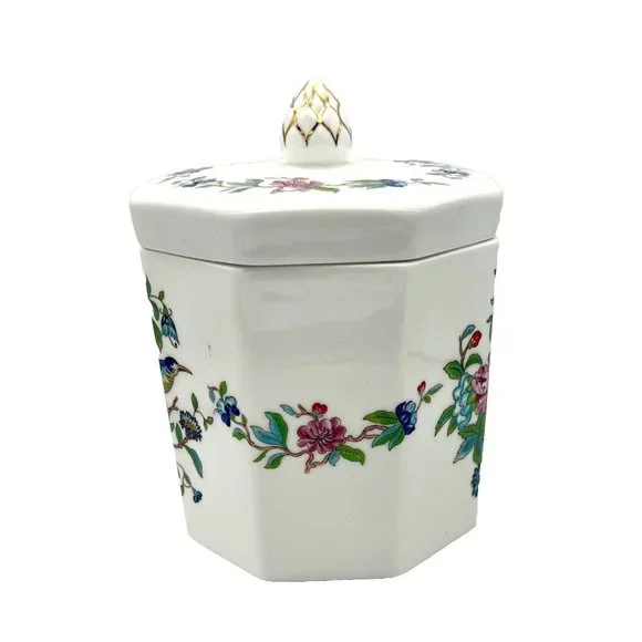 Vintage Aynsley Pembroke Biscuit Jar  Barrel Canister Candy Discontinued Octagon - Picture 3 of 8